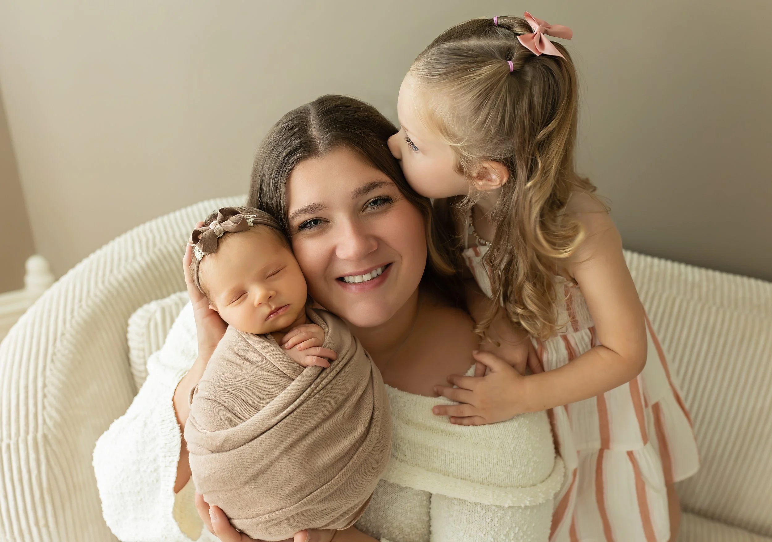 Mother and Daughters Newborn Portrait