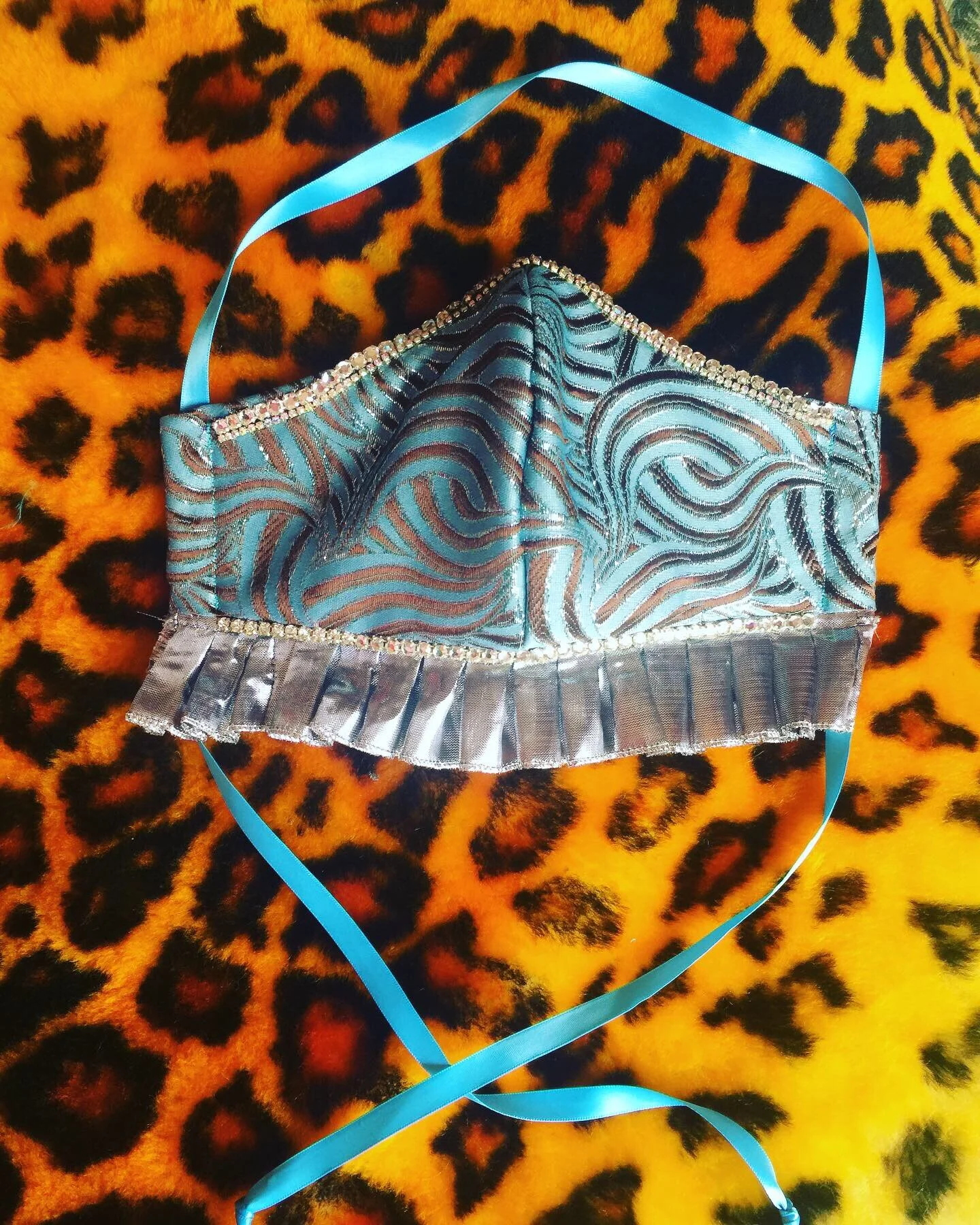 Blue & Silver Ruffle Mask