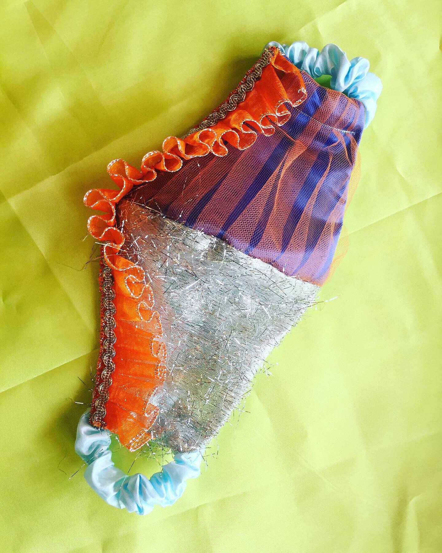 Silver, Blue, & Orange Ruffle Mask