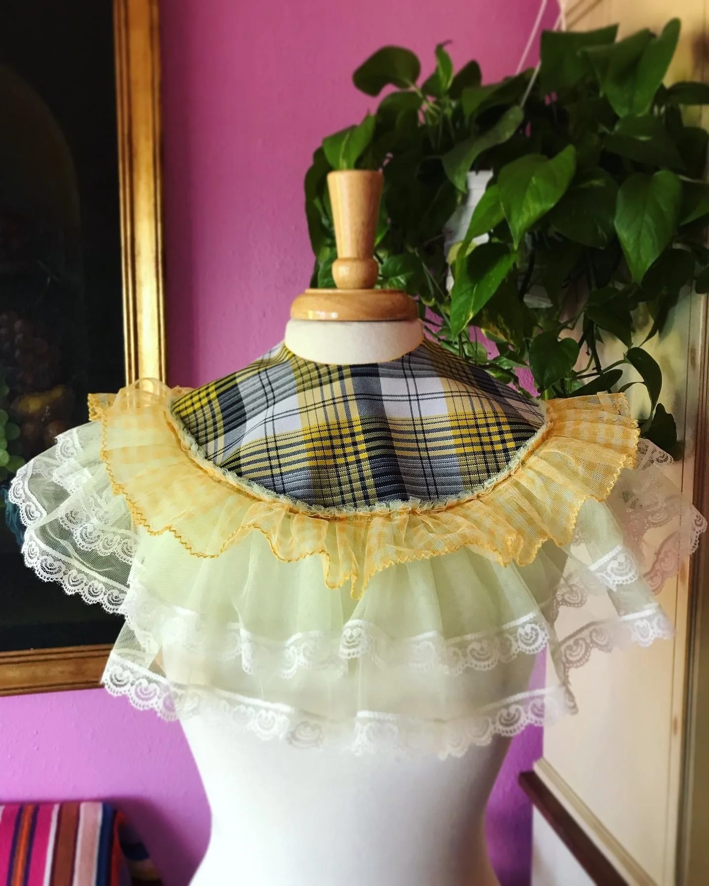 Plaid Ruffle Bib Collar