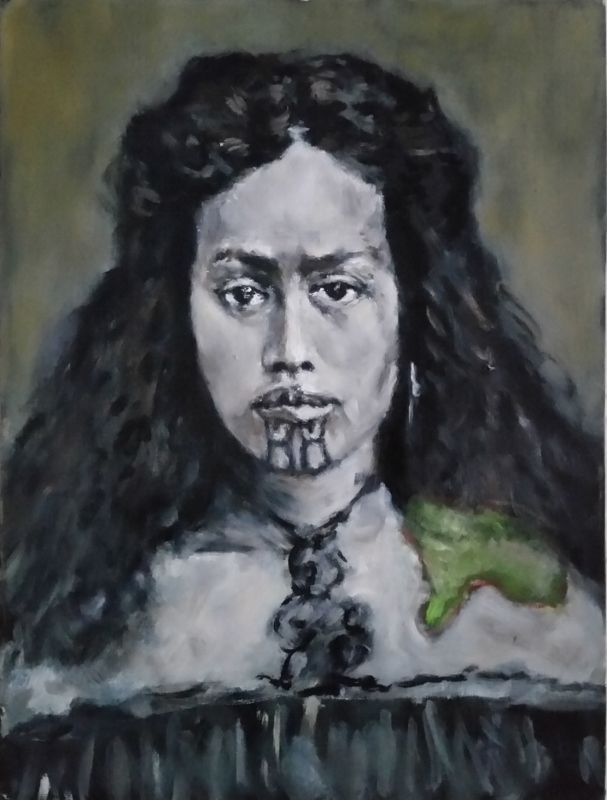 Polynesian Ancestor, oil on canvas panel, 11" x 14"