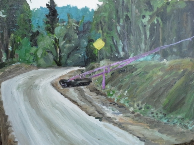 Purple Ribbon, oil on canvas panel, 11" x 14"
