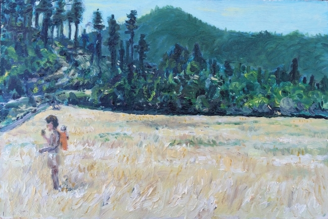 Hillside Farm, oil on panel, 6" x 9"