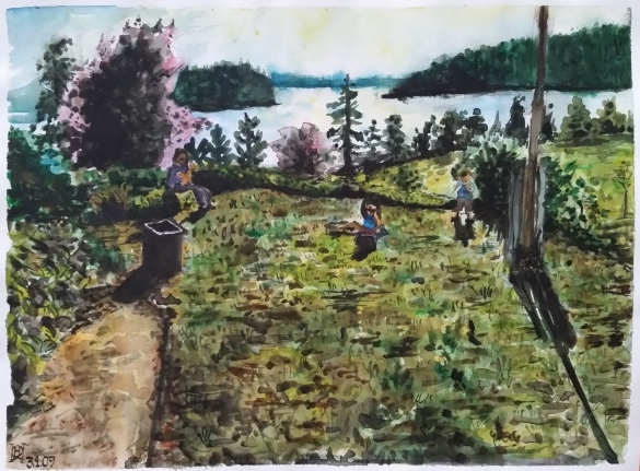 Deer Harbor, watercolor on paper, 9" x 12"