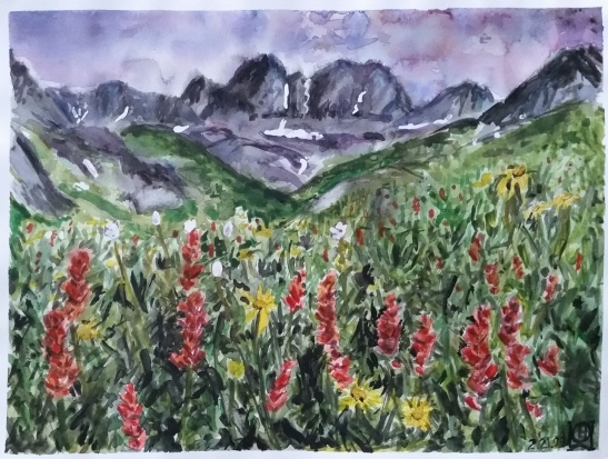 Alps, watercolor on paper, 9"x12"
