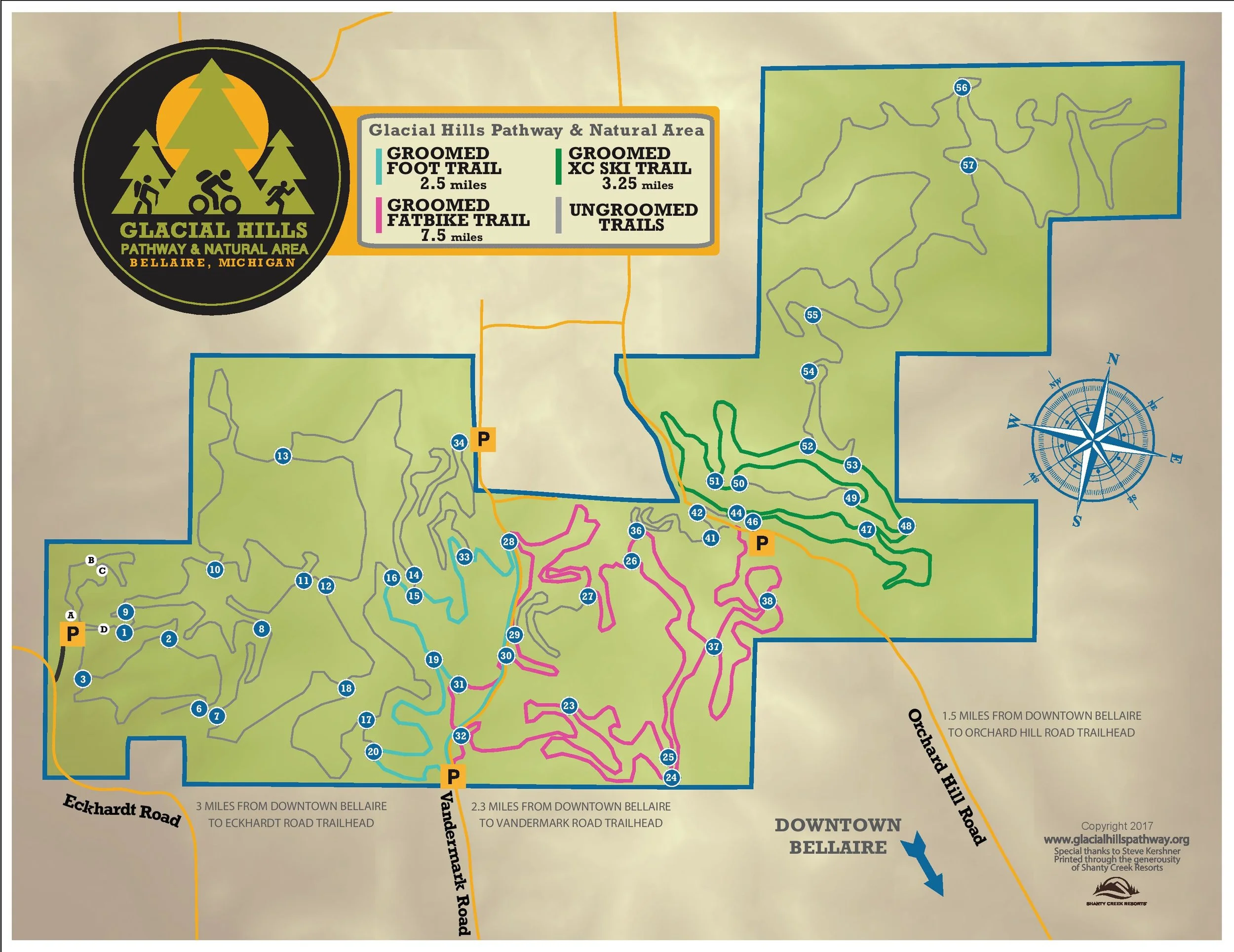 Glacial Hills Trail Map Northern Michigan Mountain Bike Association Snow - Glacial Hills