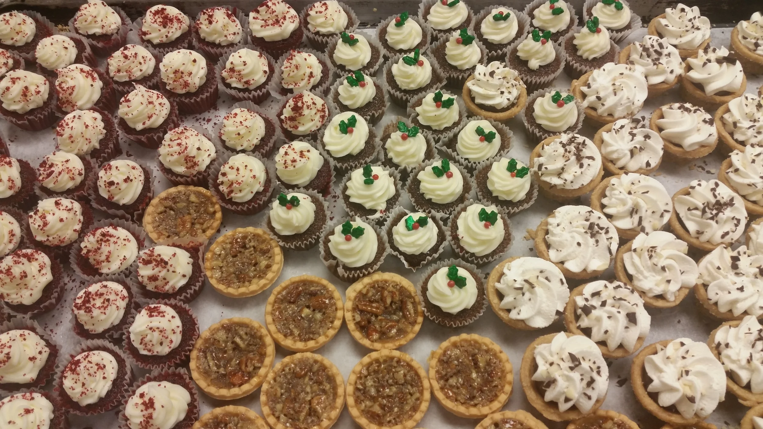 Mini cupcakes, and pecan tarts