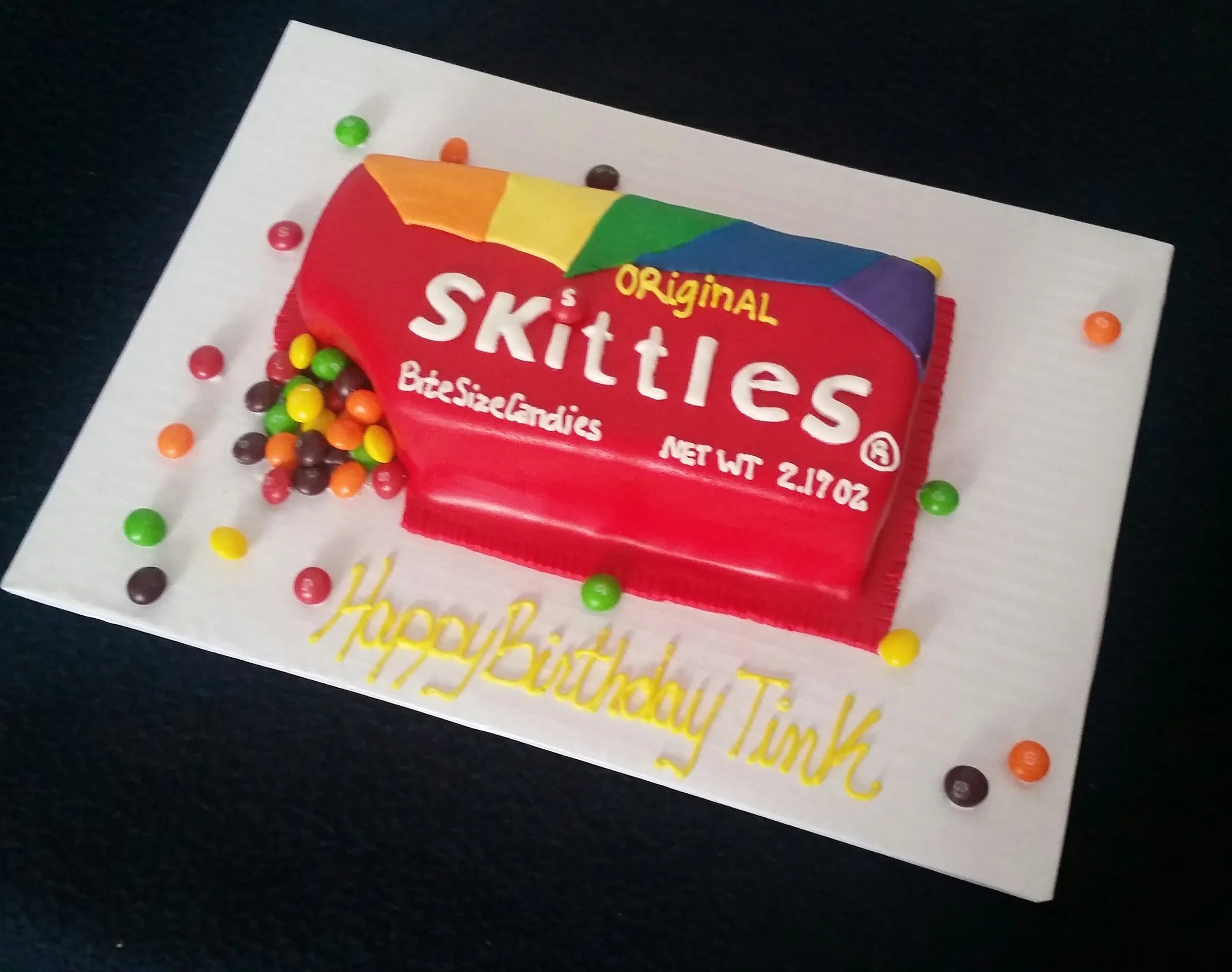 Skittles bag cake