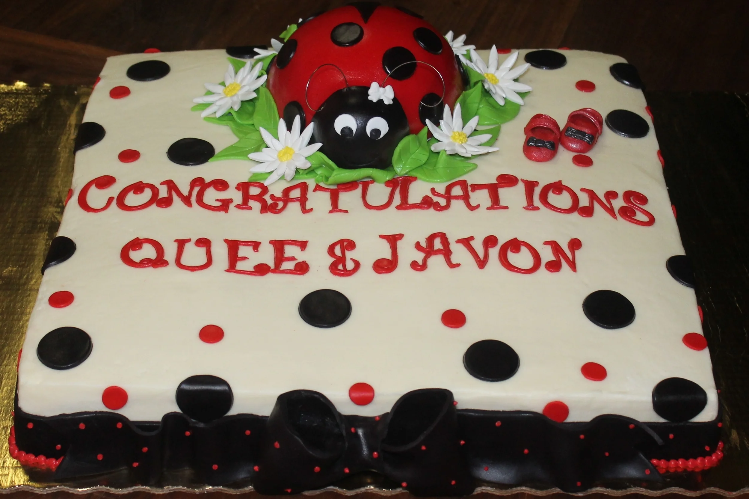 Ladybug baby shower cake 