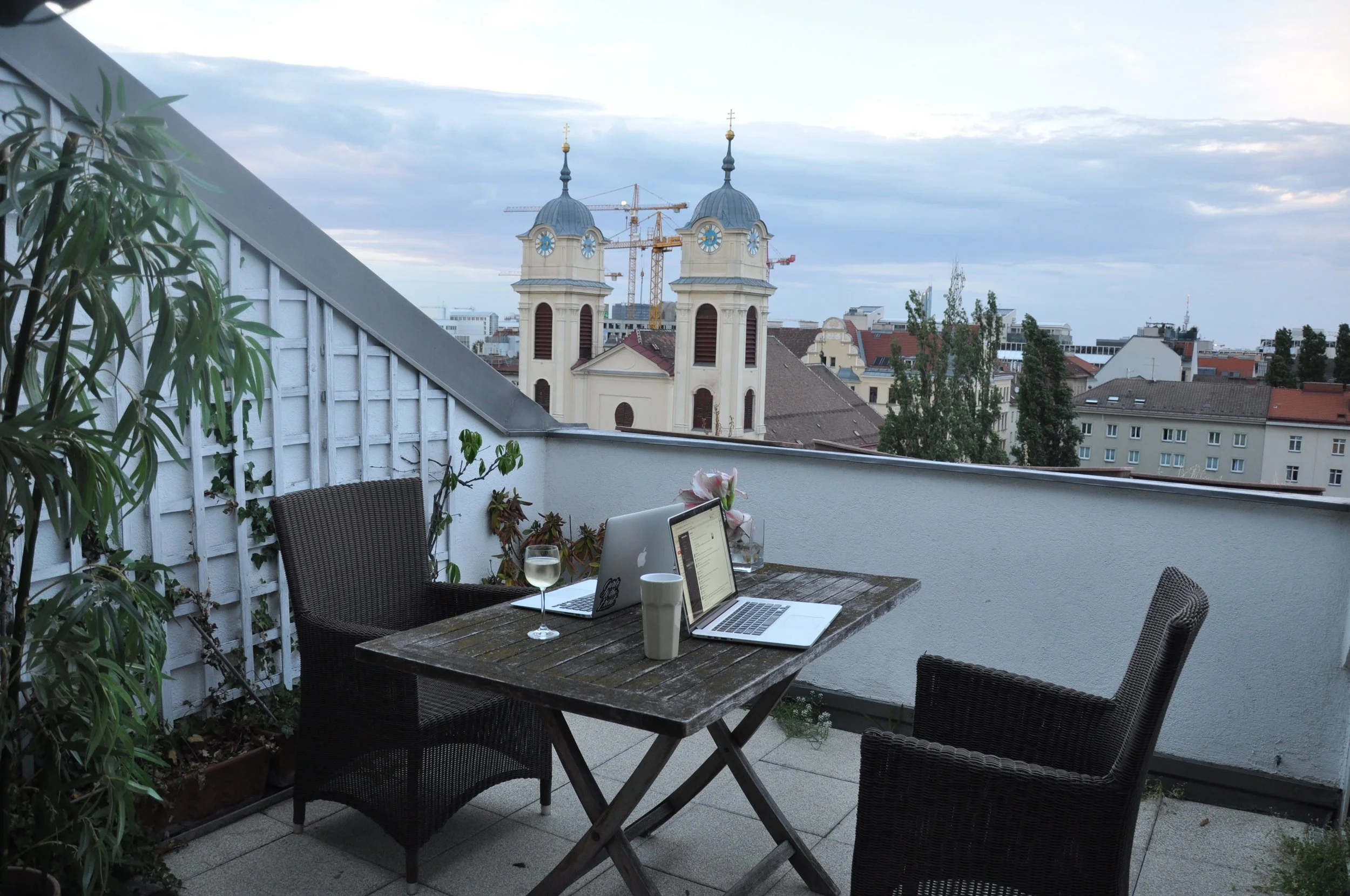 Easier to be available on Slack at night with al fresco + view vibes.