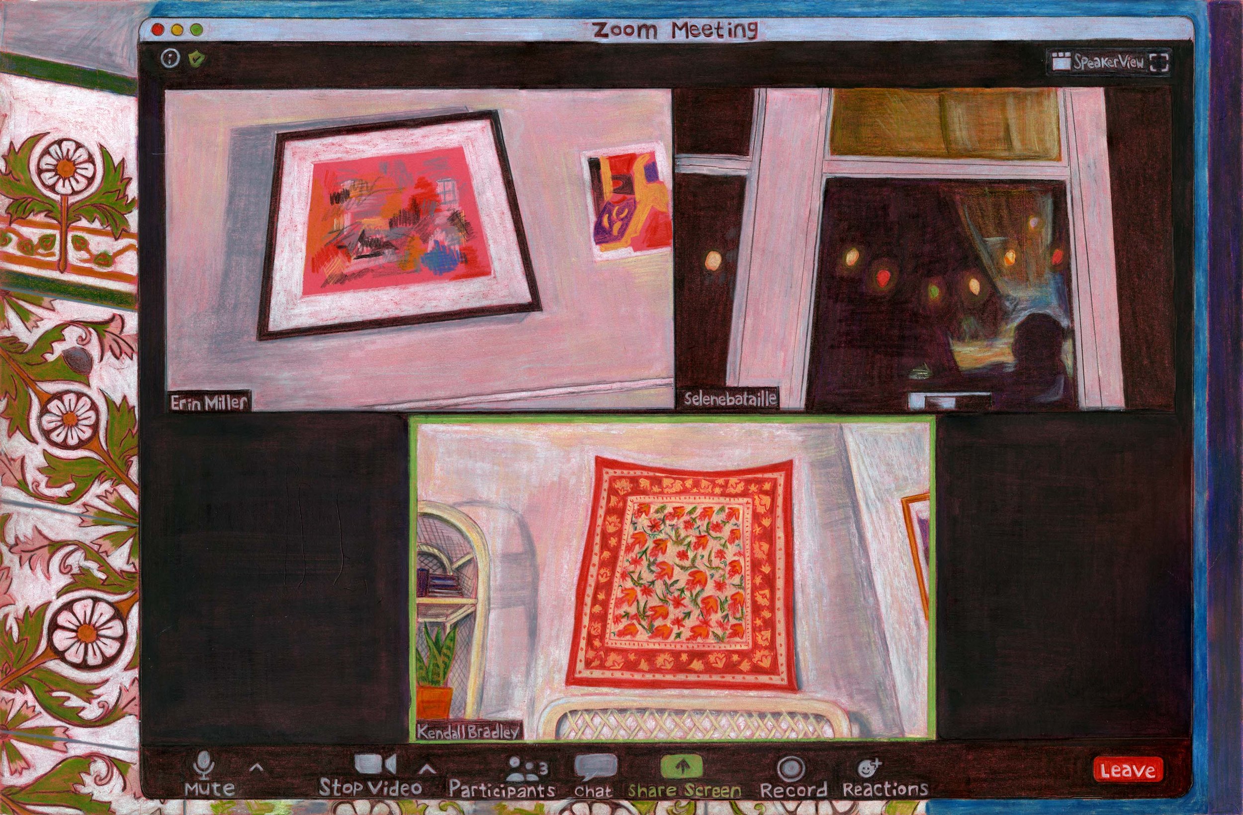 Print Club Happy Hour colored pencil on paper, 2020