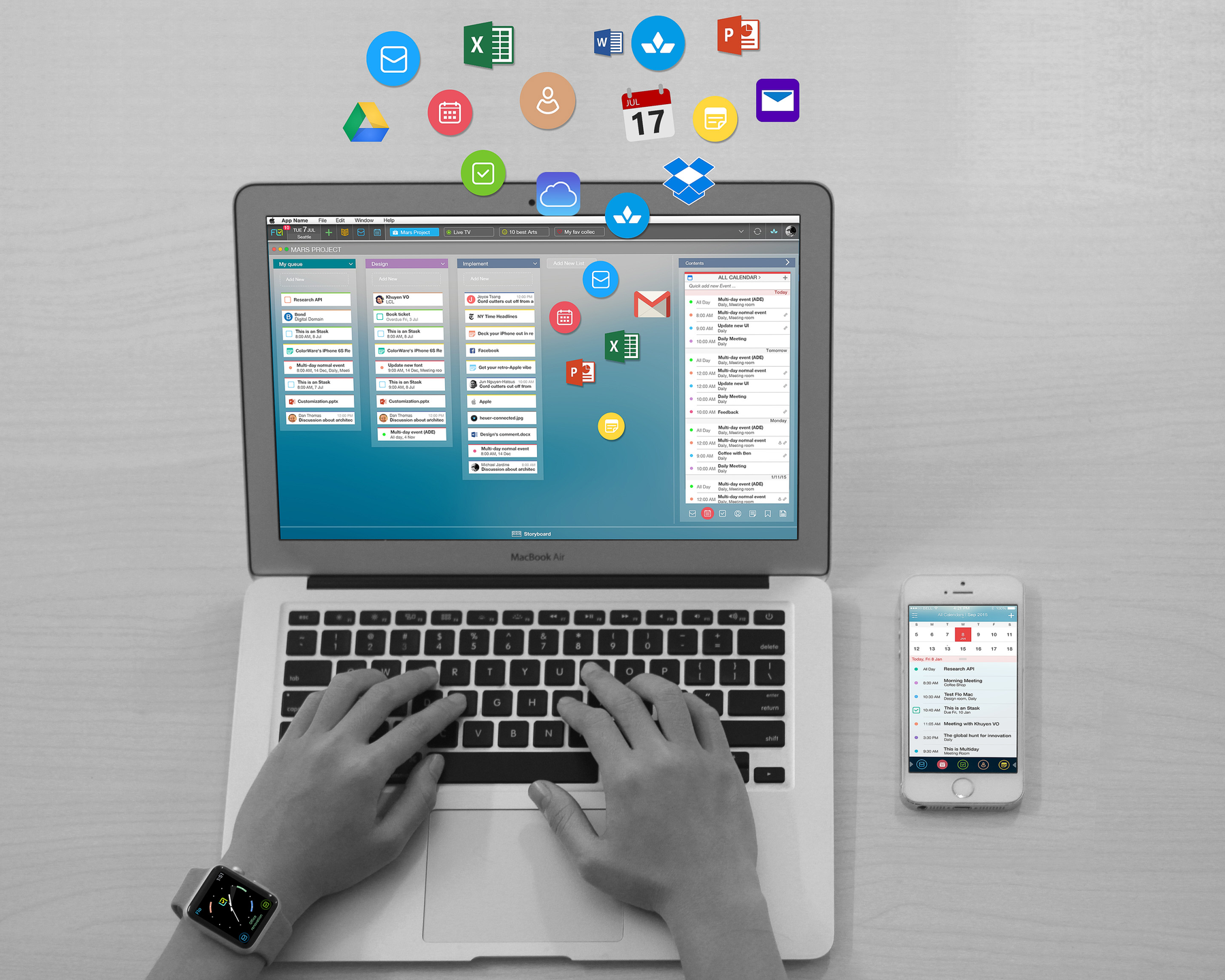 FLO IS EVERYWHERE Watch, iPhone, iPad, Mac, Cloud. All connected, all sync'd.