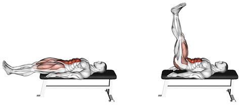 Lying Flat Bench Leg Raises