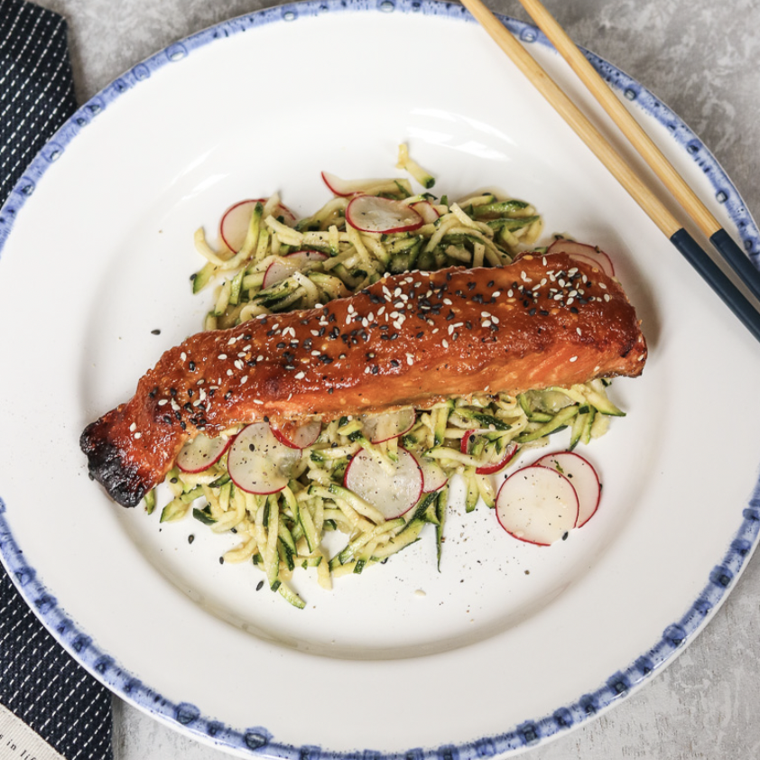 MISO SALMON WITH ZUCCHINI NOODLES