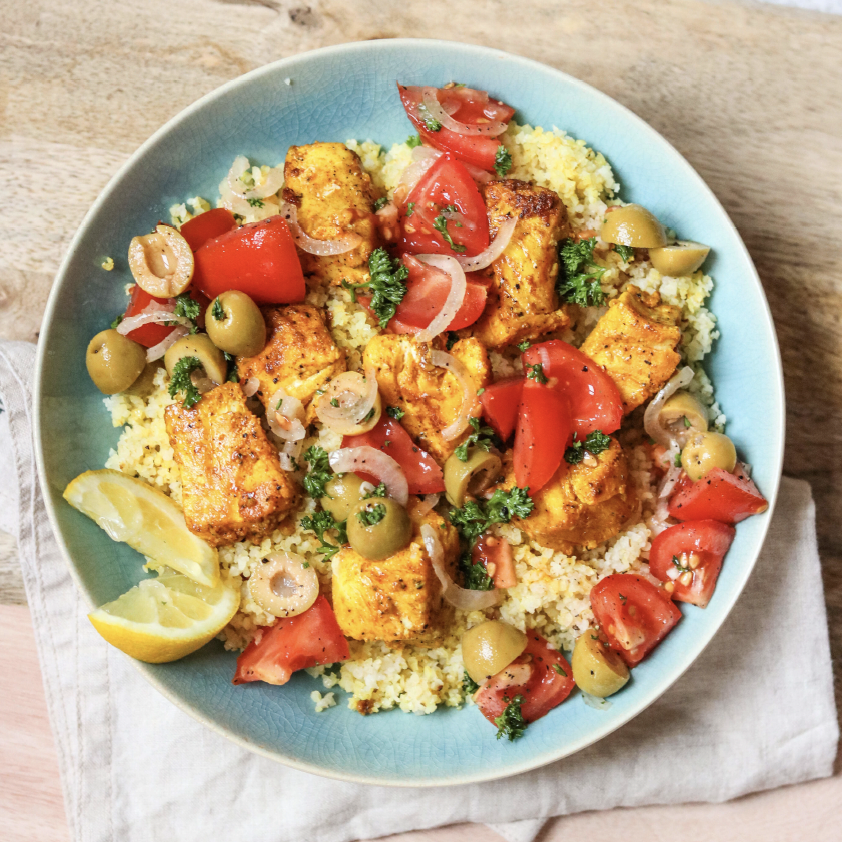 MOROCCAN COD AND BULGUR SALAD