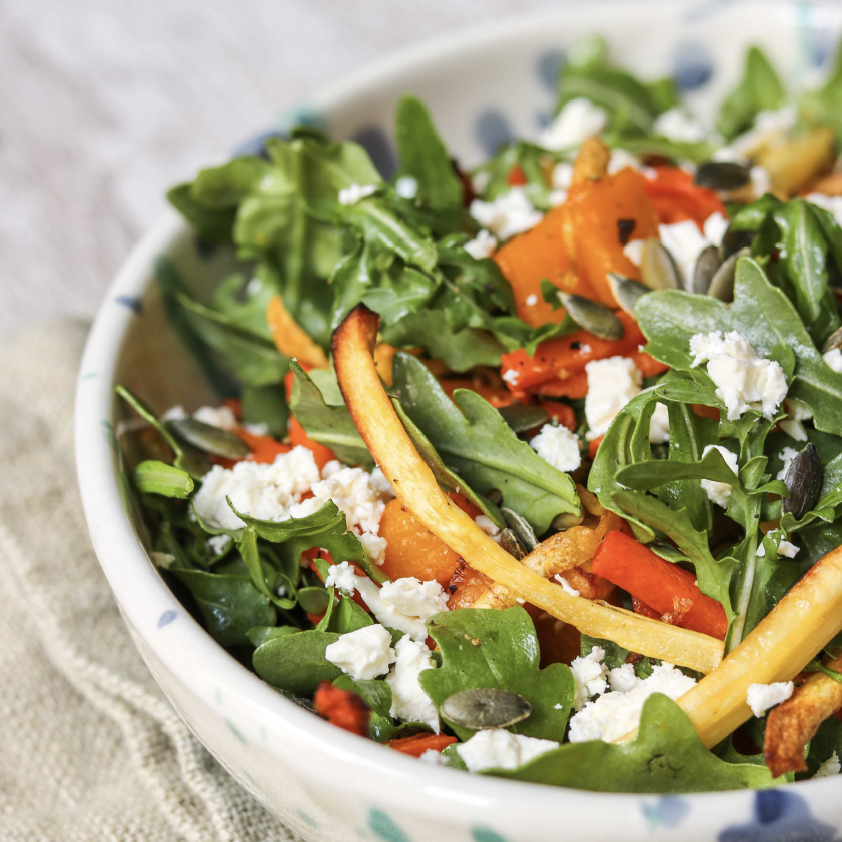 ROASTED ROOT  VEG SALAD WITH FETA