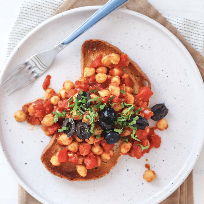 GREEK CHICKPEAS ON TOAST