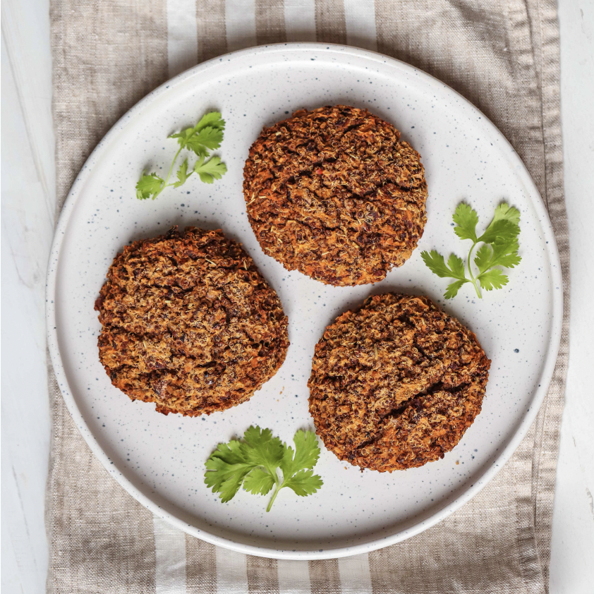 SWEET POTATO, QUINOA AND BEAN BURGER