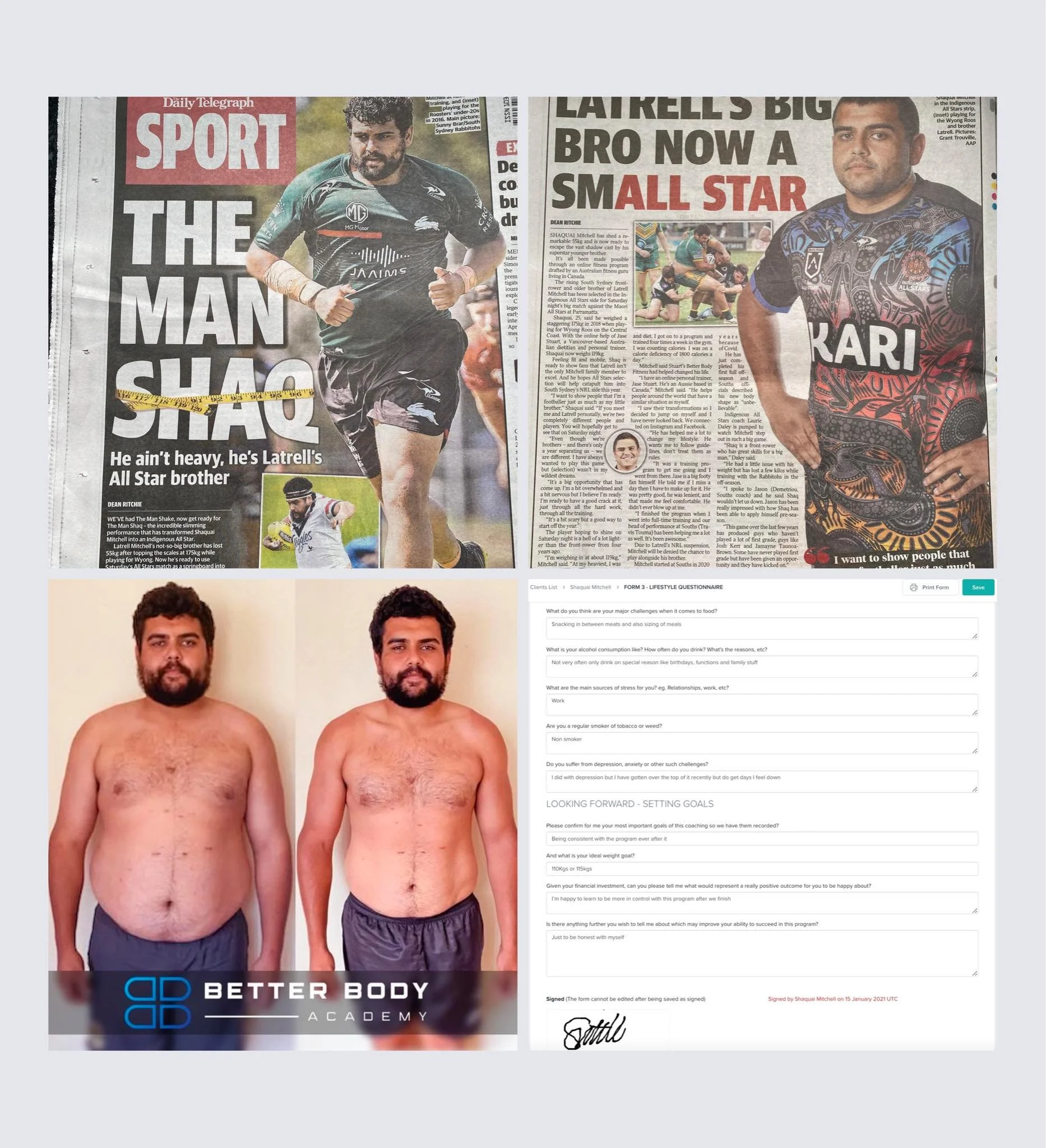 55KG DOWN - OUR BOY IS READY FOR AN NRL BIRTH!