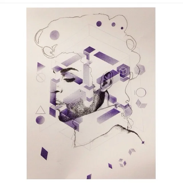 Tim Kloed and Emily Catherine Accidental Collab .... Purple Raining Geo Prints? Ha!