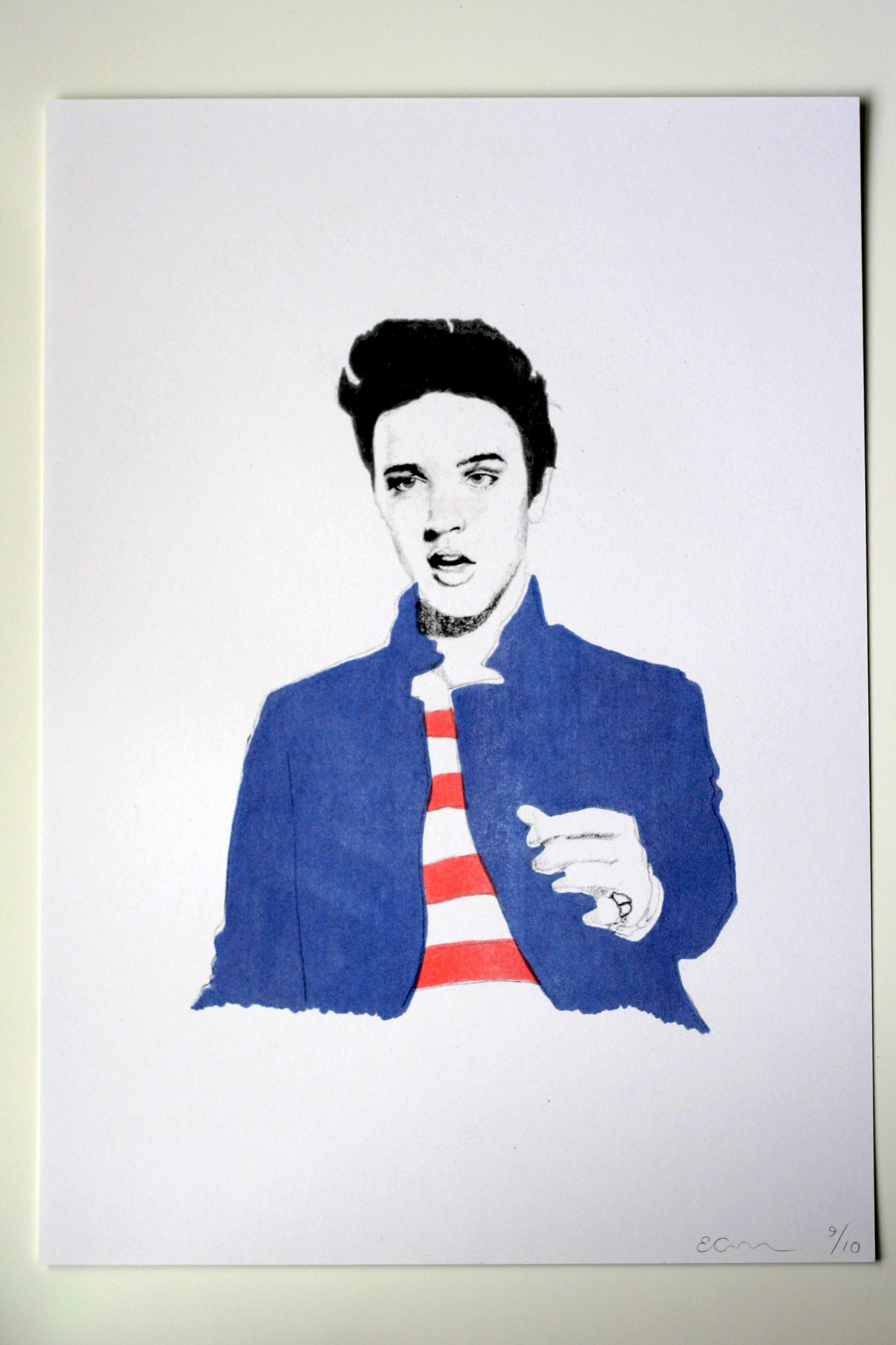 'THE KING' ELVIS PRESLEY RISOGRAPH PRINT