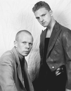 Emily Catherine Illustration in fancy dress with Andy Bell from Erasure