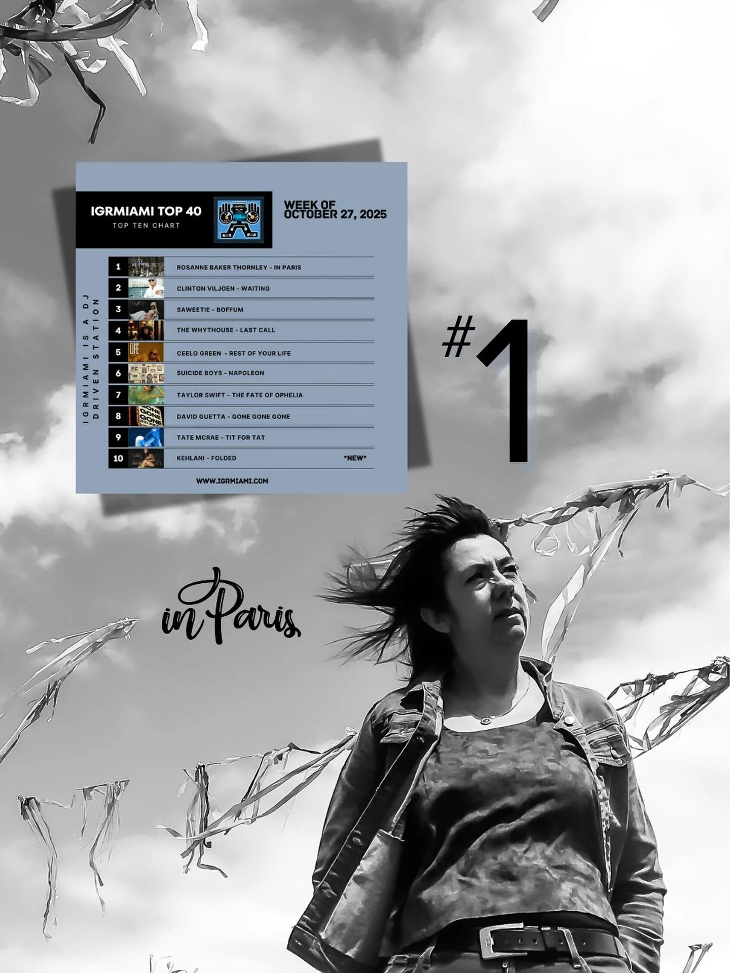 #1 &ldquo;IN PARIS&rdquo; - RBT
IGRMiami - TOP 40/TOP 10
Week of October 27th, 2025

&ldquo;I truly love a great story song. Like the ones Gordon Lightfoot, Simon and Garfunkel, Harry Chapin, and Suzanne Vega used to drop on us. In the grand traditio