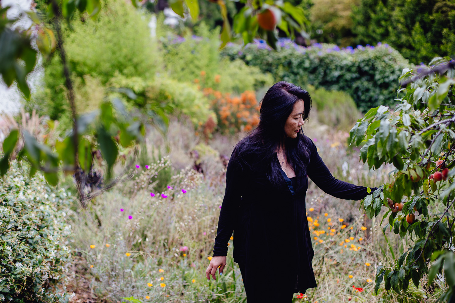 Ophelia in her garden in the Oaks, Los Angeles. She loves to grow as much food as she can herself.