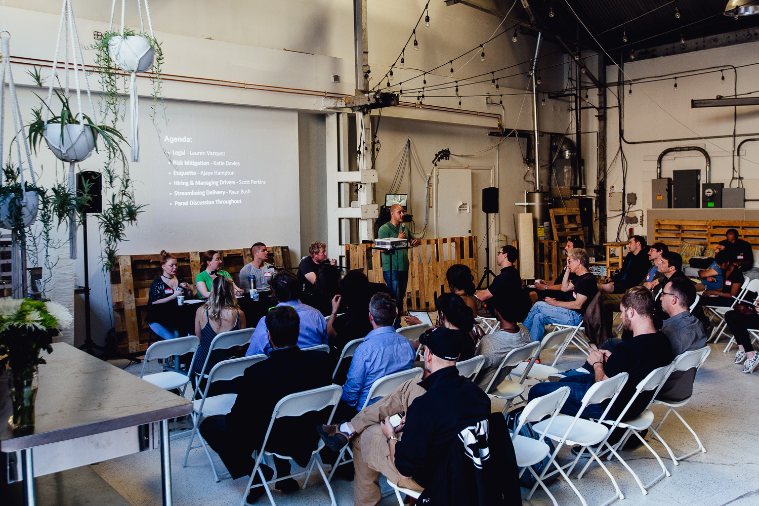 Community meeting in the community space of their San Fransisco based office.