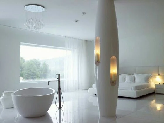 Modern minimalist master bedroom.