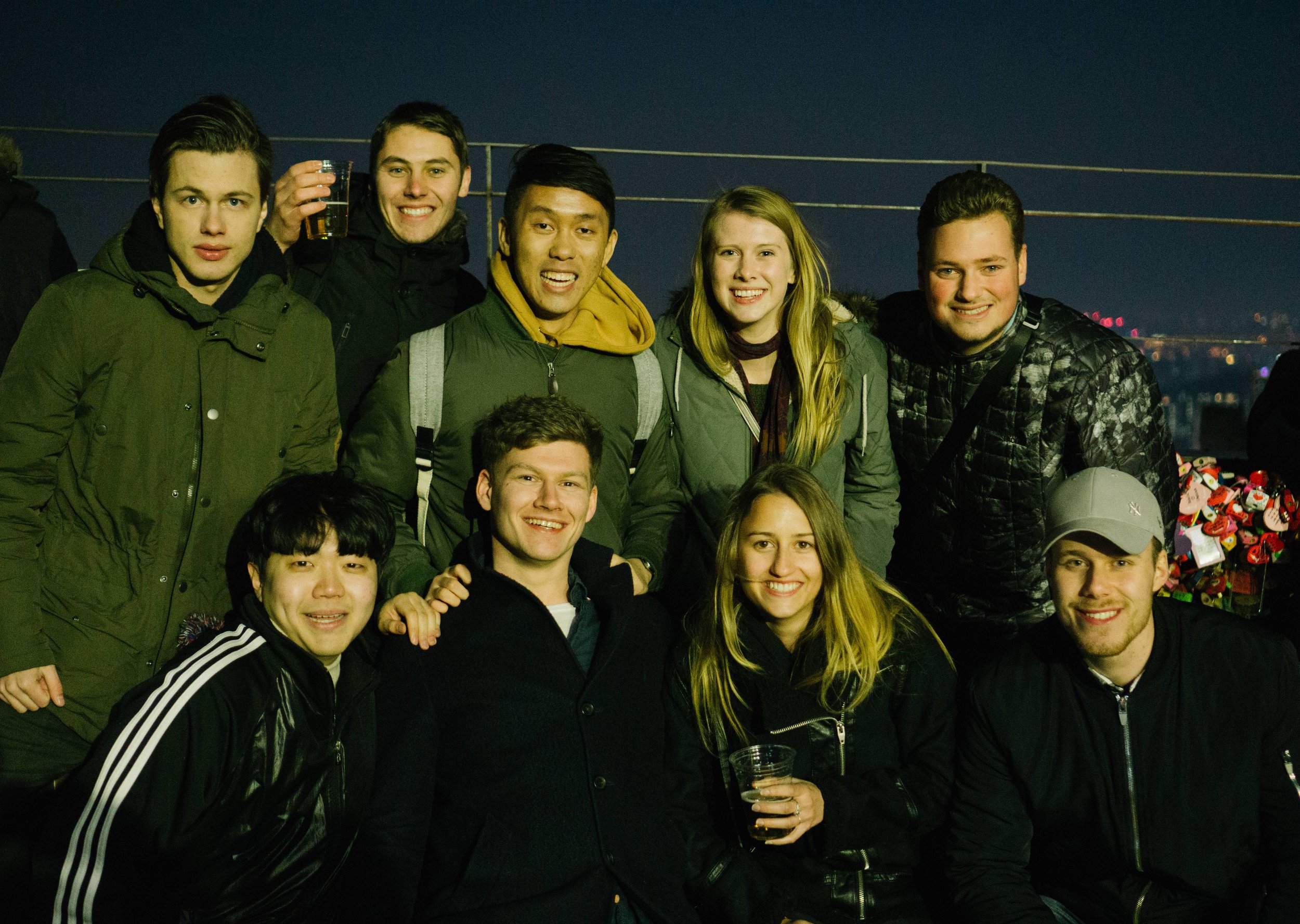 Some of the other exchange students and I on top of Seoul Tower