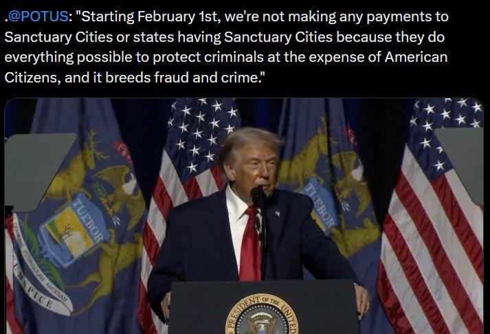 President Trump Puts Sanctuary Cities on Notice: “Federal Money Stops February 1st!”
