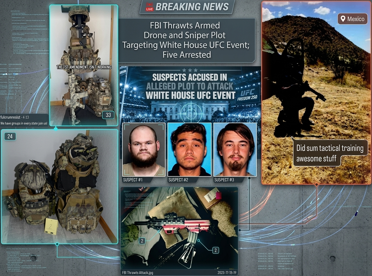 FBI Thwarts Armed Drone and Sniper Plot Targeting White House UFC Event; Five Arrested