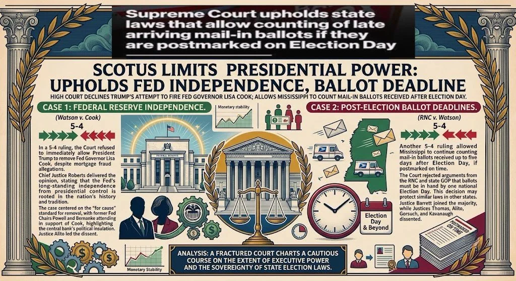 A Double Blow to Conservatives: SCOTUS Rulings on Election Deadlines and Fed Independence