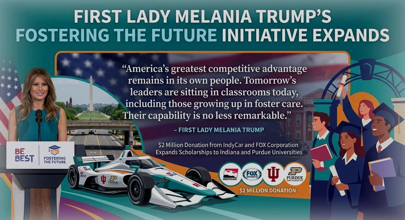 Revving Up Opportunities: $2M Donation Accelerates First Lady Melania Trump's 'Fostering the Future' Initiative