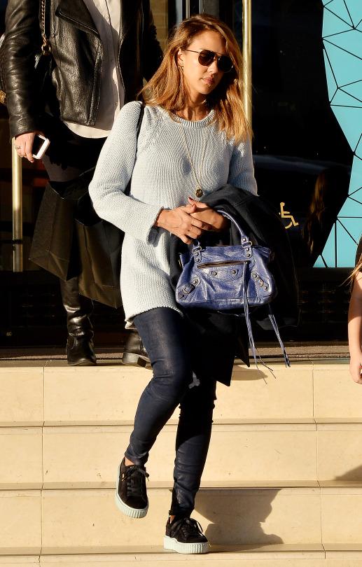 Jessica Alba was spotted out and about sporting her Puma x Rihanna Creepers .