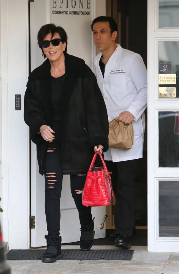 Kris Jenner kept the skin right and tight for a derm appointment rocking her adidas Yeezy Boost 750 ' Black'.