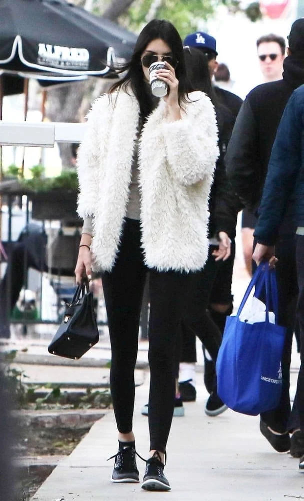 Kendall Jenner kept a low profile in Los Angeles in Nike Flyknits.