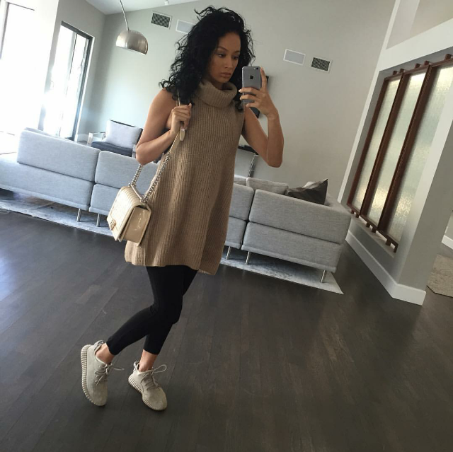 Draya Michele and her baby bump stepped out in adidas Yeezy Boost 350s. 