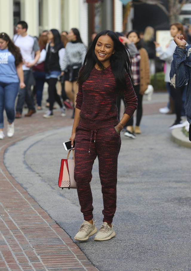 Karrueche Tran did some shopping at The Grove in the adidas Yeezy Boost 350.