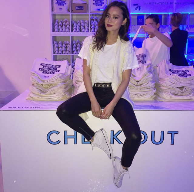 Jamie Chung slipped on her Keds in celebration of the brand's 100th anniversary. Loving these Hi-Rise Laceups.