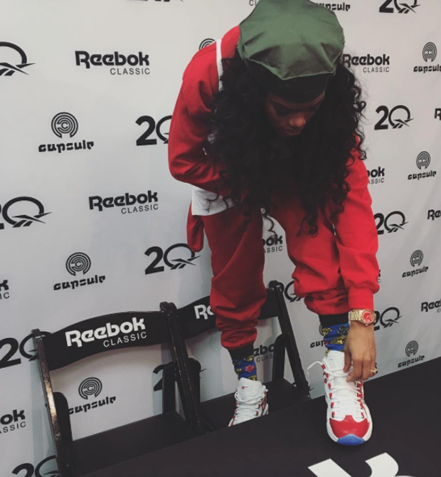 Mama Bear Teyana Taylor kept it cute in the Reebok Question.