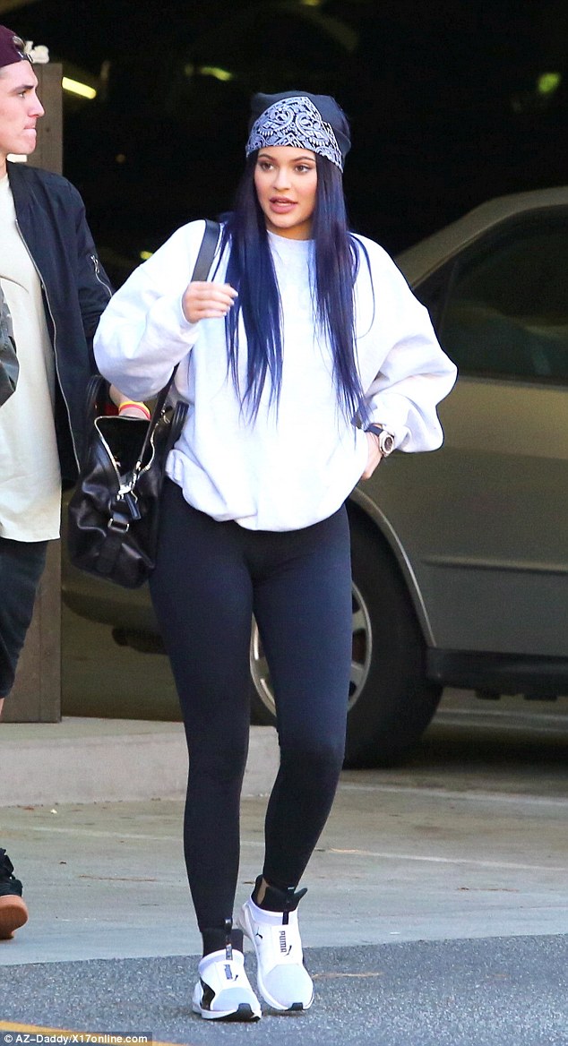 Miss Kylie Jenner's PUMA debut? Ahead of Sunday's campaign reveal , Kylie stepped out with friends wearing a VFiles Nasa Hoodie and a pair of sneakers from her Puma Fierce collaboration. You like?