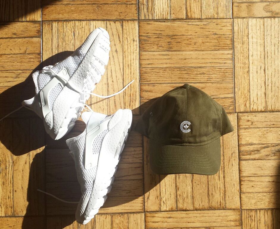 Nike Women's Air Hurache Run Ultra ($125 USD) x Centre C Logo Hat in Olive ($30) 