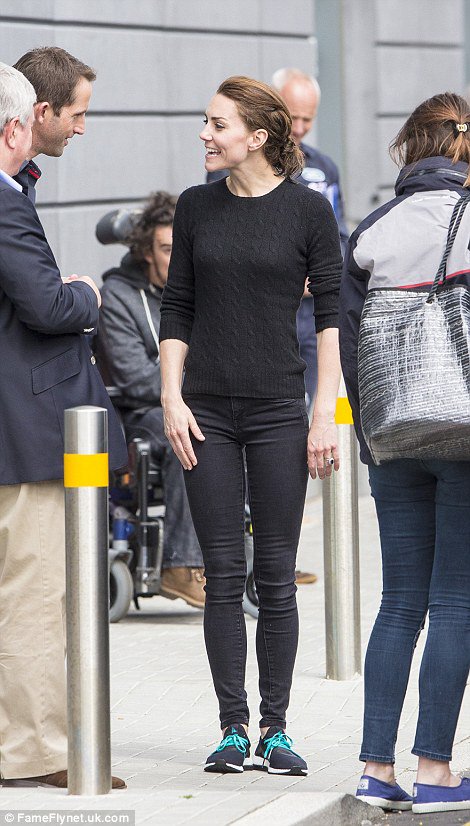 Why hello Duchess! Kate Middleton makes her first appearance in our gallery as she opted for casual comfort in all black and a pair of adidas Pure Boost X sneakers.