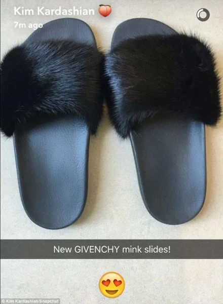 Givenchy Mink Fur Slides in Black