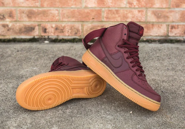 maroon high top air force ones