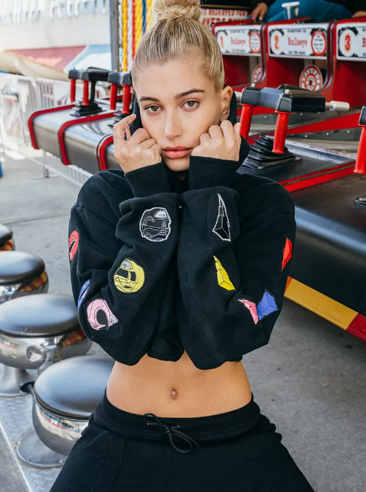 Hailey Baldwin shows her colors in NY Rangers gear at hockey game