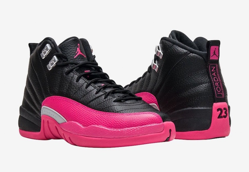 pink and black jordan's 12