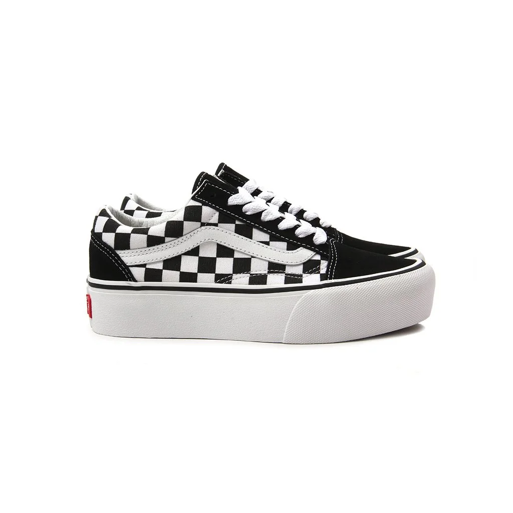 old skool platform checkerboard vans